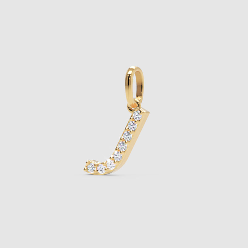 Rose Gold Diamond Letter J Initial Charm Pendant