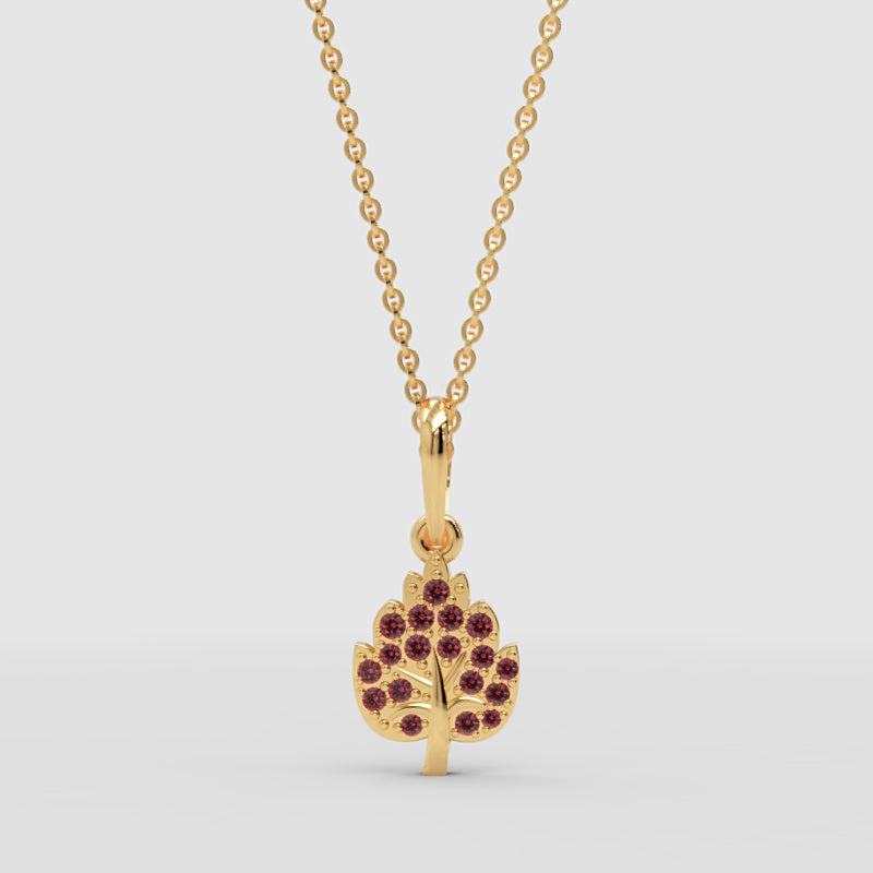 Tree Of Life Pendant Necklace With Pink Gemstones - Three