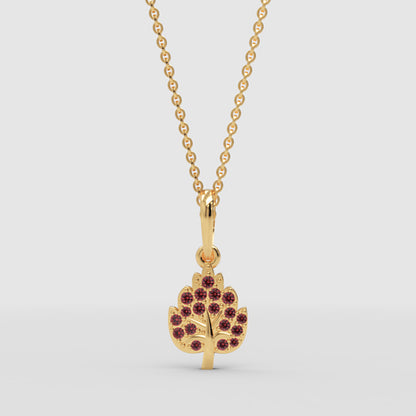 Tree Of Life Pendant Necklace With Pink Gemstones - Three