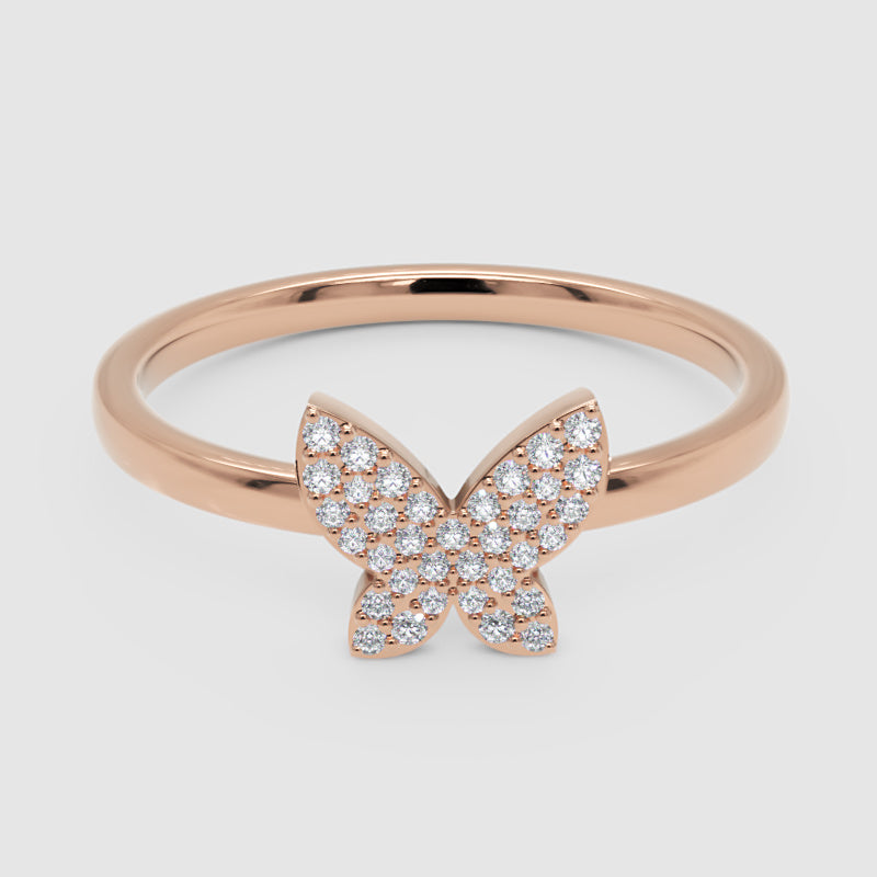 Pav Diamond Butterfly Ring - Six