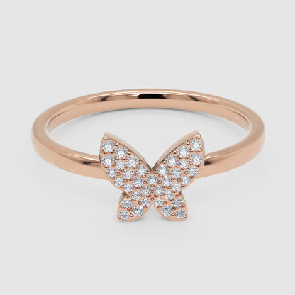 Pav Diamond Butterfly Ring - Six