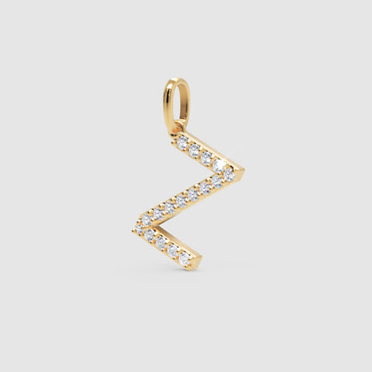 Rose Gold Diamond Letter Z Initial Pendant Charm