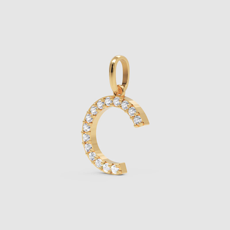Rose Gold Diamond Letter C Initial Pendant Charm