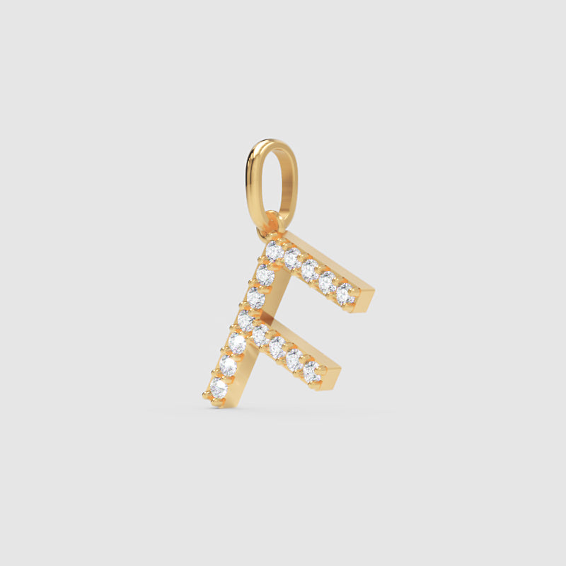Rose Gold Diamond Letter F Initial Charm Pendant