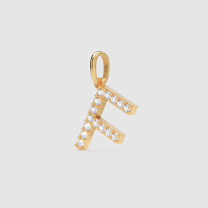 Rose Gold Diamond Letter F Initial Charm Pendant