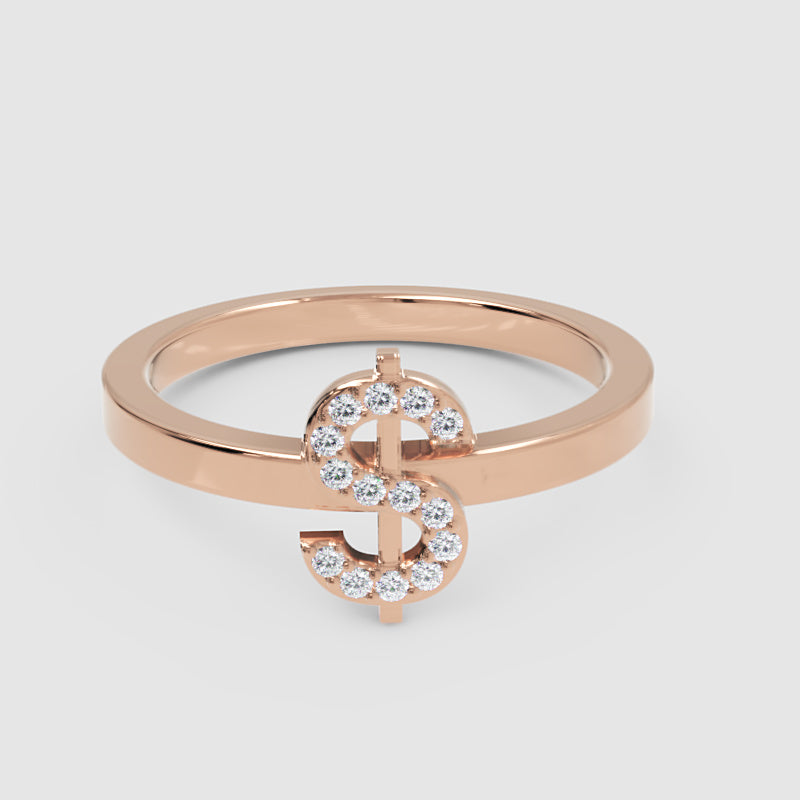 Diamond Dollar Sign Statement Ring - Six