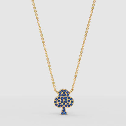 Blue Crystal Clover Pendant Necklace - Three