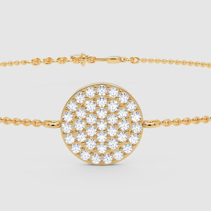 Pav Diamond Circle Disc Bracelet - Six