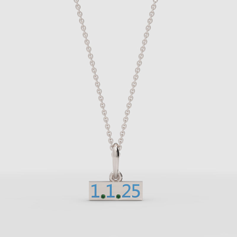 Custom Date Bar Pendant Necklace With Diamond Accents - Five