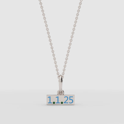 Custom Date Bar Pendant Necklace With Diamond Accents - Five