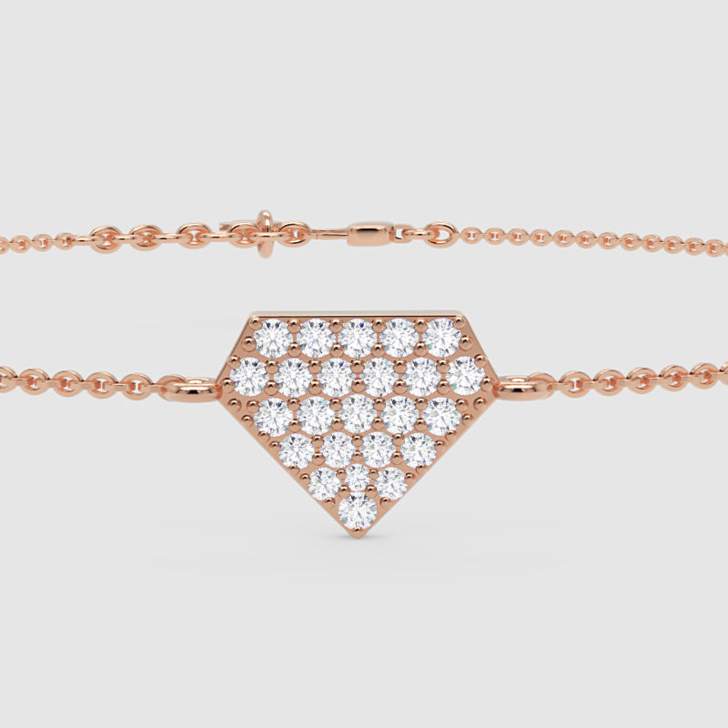 Pav Diamond Geometric Hexagon Bracelet - Six