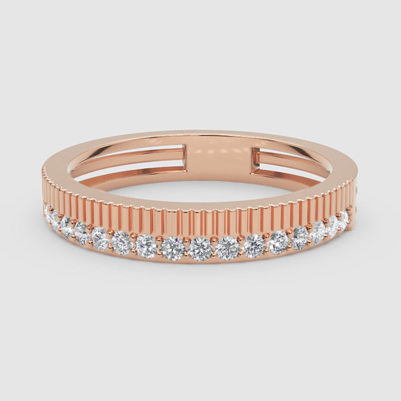Gold Diamond Band Ring 4Mm – Minimal Textured Wedding Stackable Ring | Jebij - Six