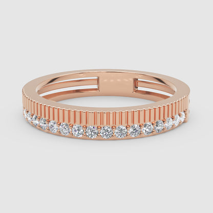 Gold Diamond Band Ring 4Mm – Minimal Textured Wedding Stackable Ring | Jebij - Six
