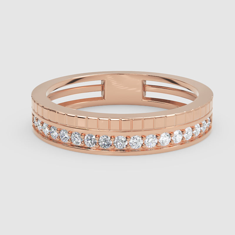 Pav Diamond Eternity Band Ring With Geometric Detailing - Seven