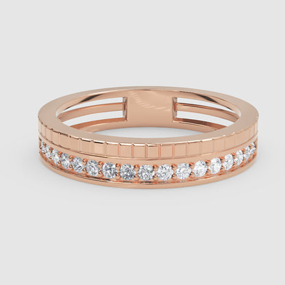 Pav Diamond Eternity Band Ring With Geometric Detailing - Seven