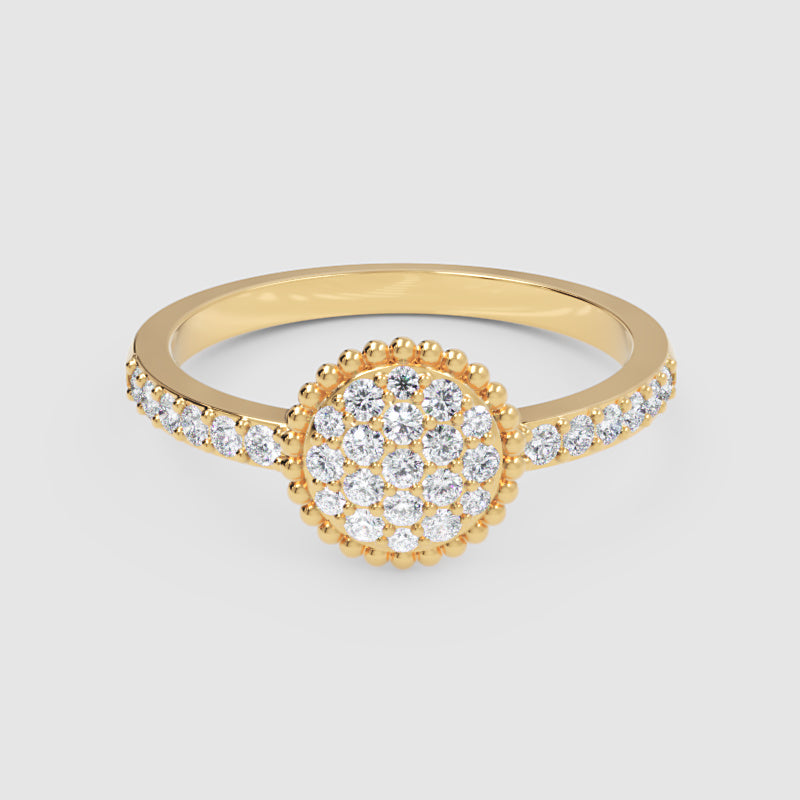 Lab-Grown Diamond Halo Cluster Ring In Rose Gold – Round Floral Diamond Ring With Pave Band | Jebij - Six