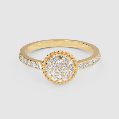 Lab-Grown Diamond Halo Cluster Ring In Rose Gold – Round Floral Diamond Ring With Pave Band | Jebij - Six