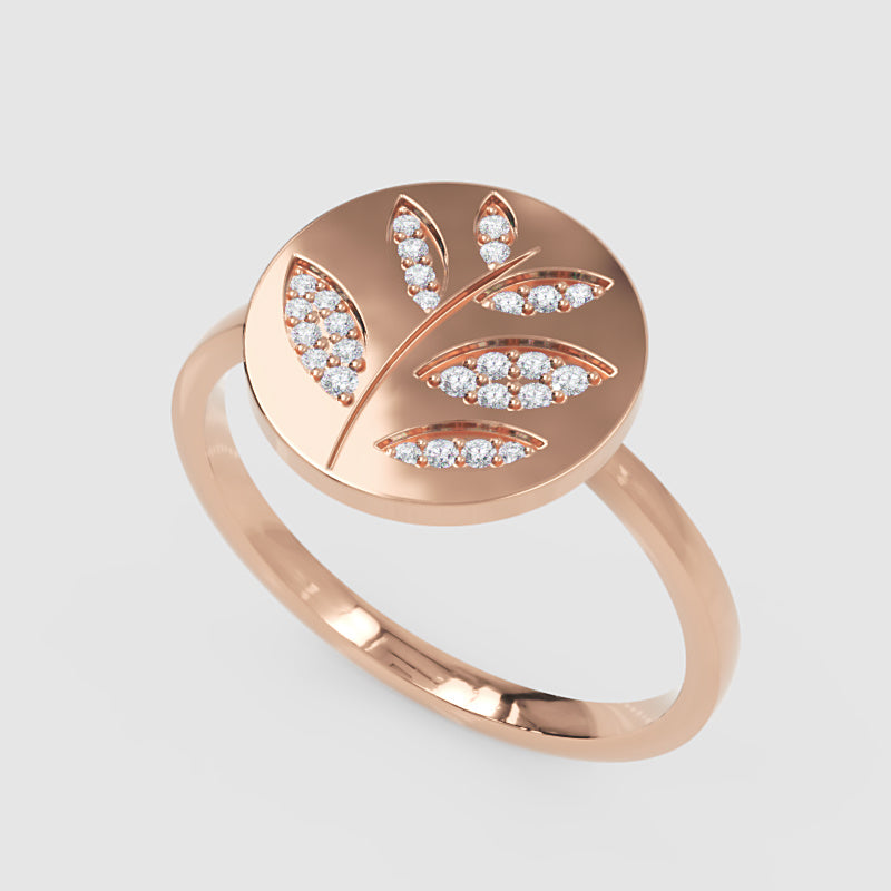 Pav Leaf Disc Ring With Botanical Design - Six