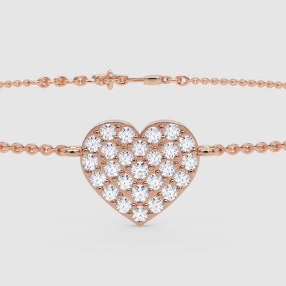 Pav Heart Pendant Bracelet With Chain - Six