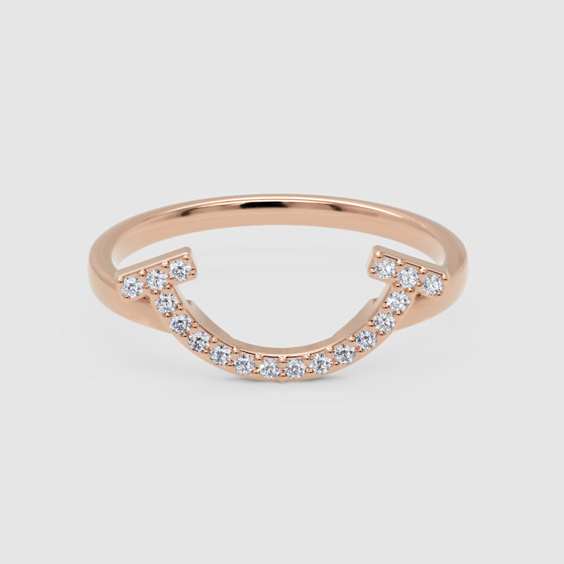 Diamond Horseshoe Ring In White Gold - Six