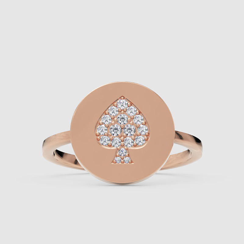 Pav Diamond Spade Disc Ring - Six