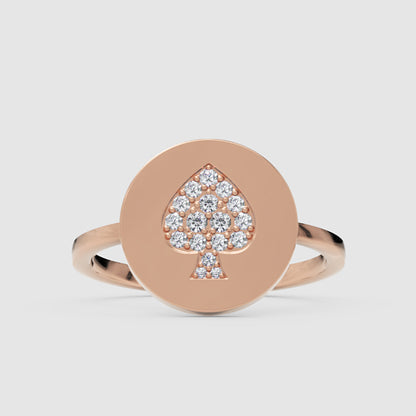 Pav Diamond Spade Disc Ring - Six