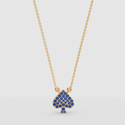 Blue Crystal Spade Pendant Necklace - Three