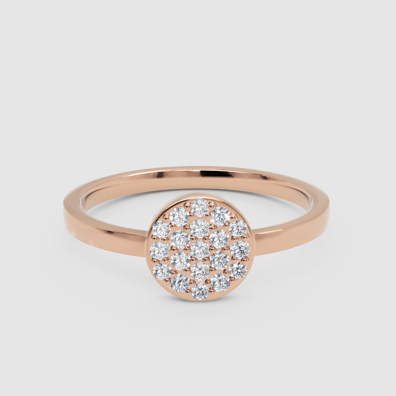 Pav Diamond Cluster Ring With Slim Band - Six