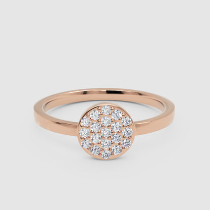 Pav Diamond Cluster Ring With Slim Band - Six