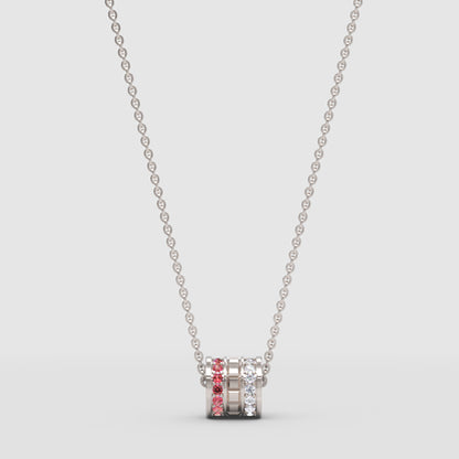 Minimal Red Gemstone Barrel Pendant | Diamond Necklace In Rose Gold | Jebij - Three