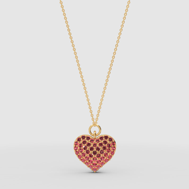 Lab-Grown Ruby Heart Pendant Necklace In Rose Gold | Adjustable 16–17 Inch Chain - Three