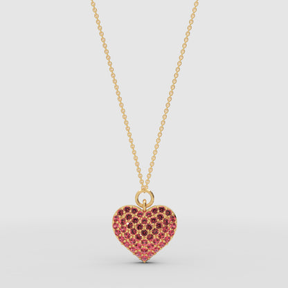 Lab-Grown Ruby Heart Pendant Necklace In Rose Gold | Adjustable 16–17 Inch Chain - Three
