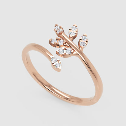 Delicate Leaf Vine Wrap Ring With Sparkling Stones - Seven
