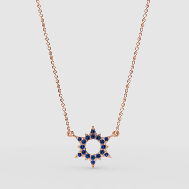 Blue Sapphire Star Of David Pendant Necklace - Four