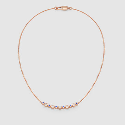 Blue And White Diamond Curved Bar Necklace - Seven