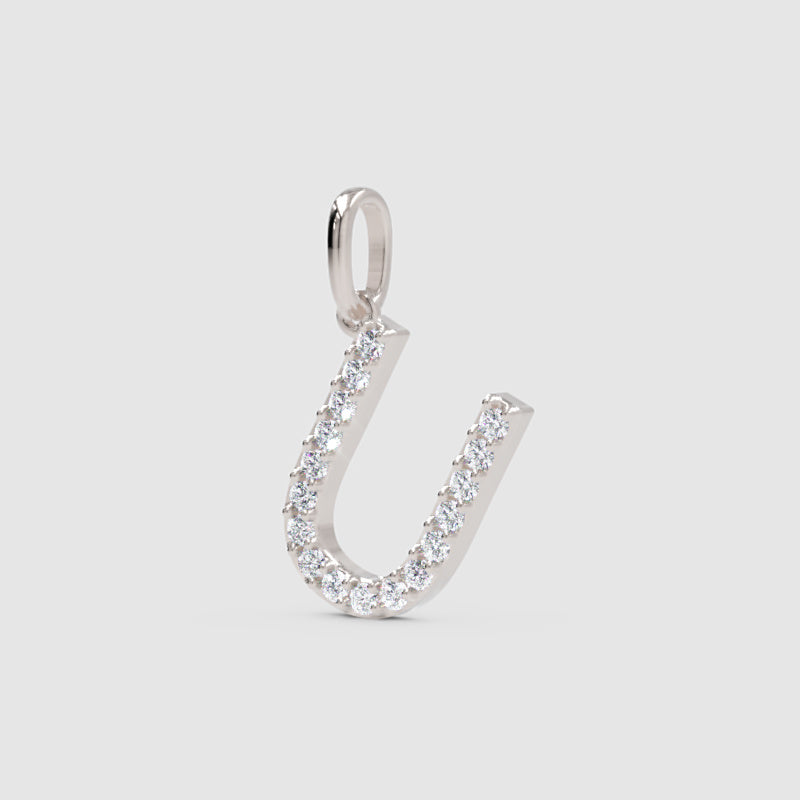Rose Gold Diamond Letter U Charm Pendant