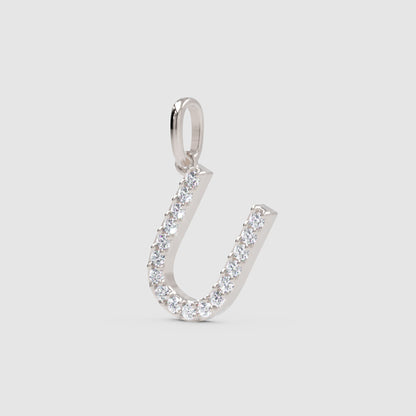 Rose Gold Diamond Letter U Charm Pendant
