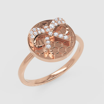 Honeycomb Disc Ring With Pav Bow Accent - Seven