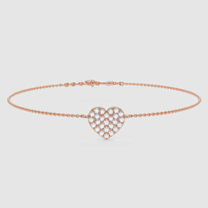 Pav Heart Pendant Bracelet With Chain - Seven