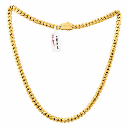 22 Inch Cuban Link Chain Necklace With Box Clasp - One