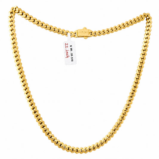 22 Inch Cuban Link Chain Necklace With Box Clasp - One