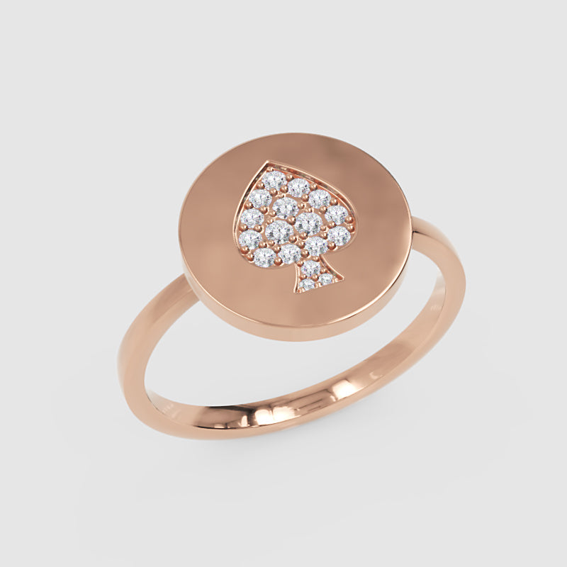 Pav Diamond Spade Disc Ring - Seven