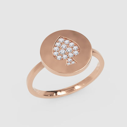 Pav Diamond Spade Disc Ring - Seven
