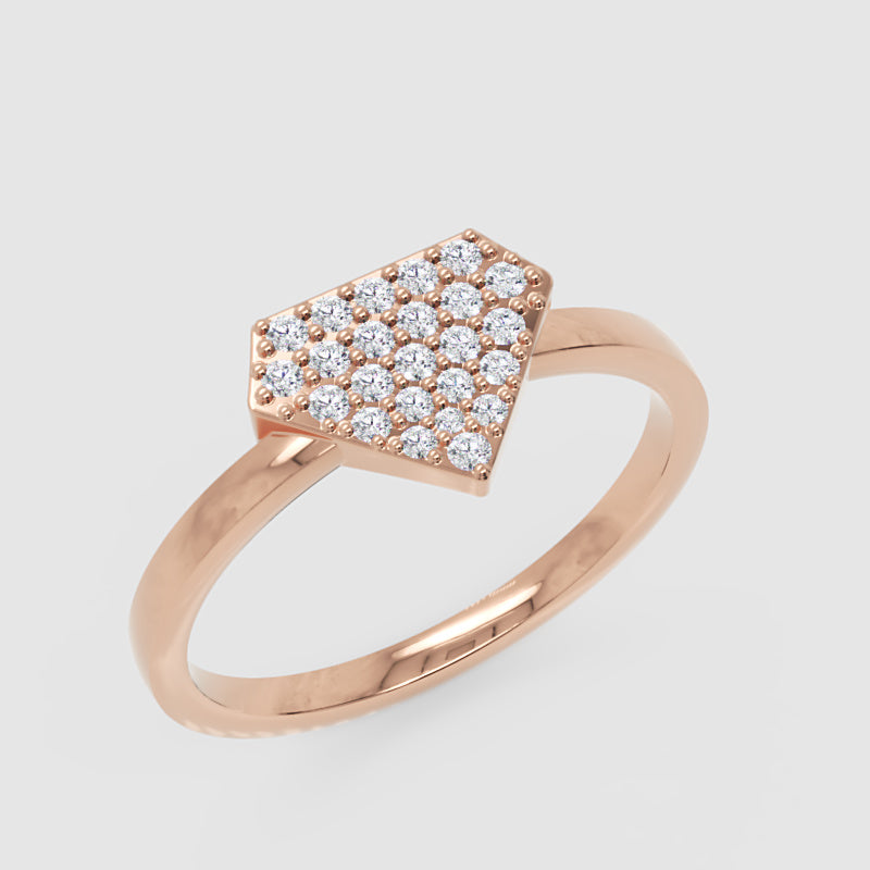 Pav Diamond Hexagon Cluster Ring - Seven