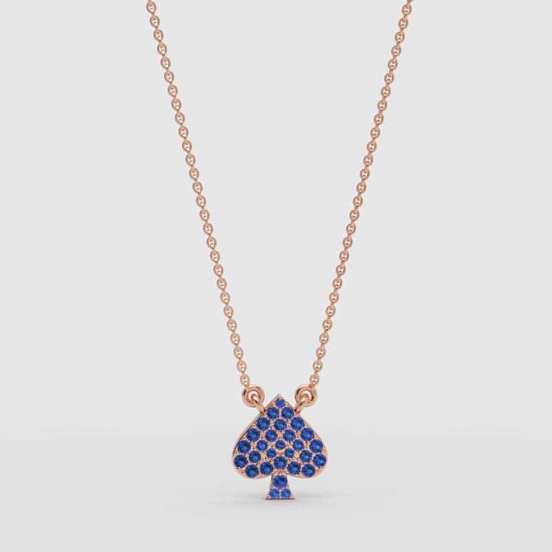 Blue Crystal Spade Pendant Necklace - Four