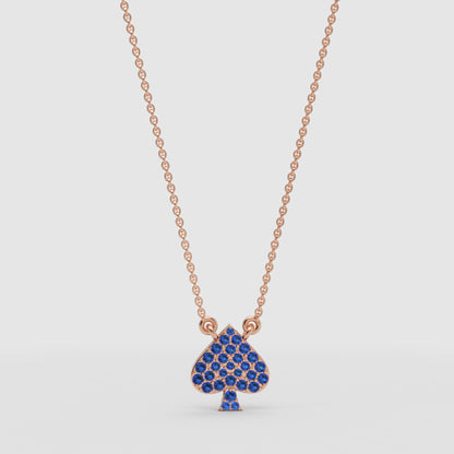 Blue Crystal Spade Pendant Necklace - Four