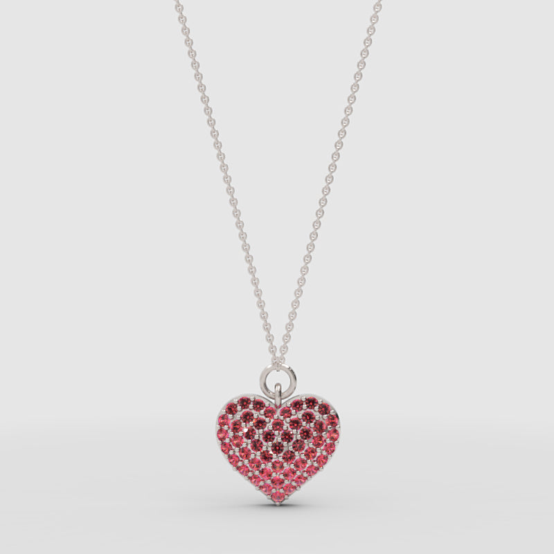 Lab-Grown Ruby Heart Pendant Necklace In Rose Gold | Adjustable 16–17 Inch Chain - Four