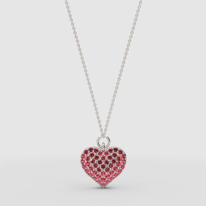 Lab-Grown Ruby Heart Pendant Necklace In Rose Gold | Adjustable 16–17 Inch Chain - Four