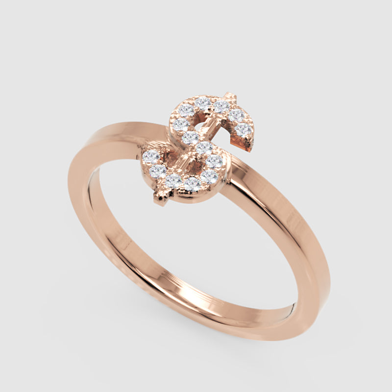 Diamond Dollar Sign Statement Ring - Seven