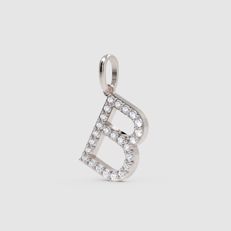 Diamond Initial Letter B Pendant in 14K Yellow Gold